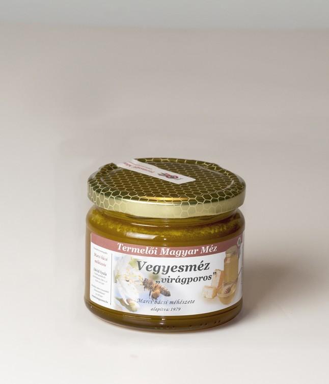 Mézkülönlegességek - "Virágporos" vegyes virágméz 0,4 kg-os üvegben