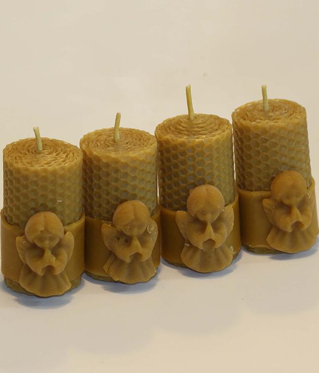 Viasztermékek és gyertyák - 127-4 (4 db-os tömzsi angyalkás adventi gyertya)