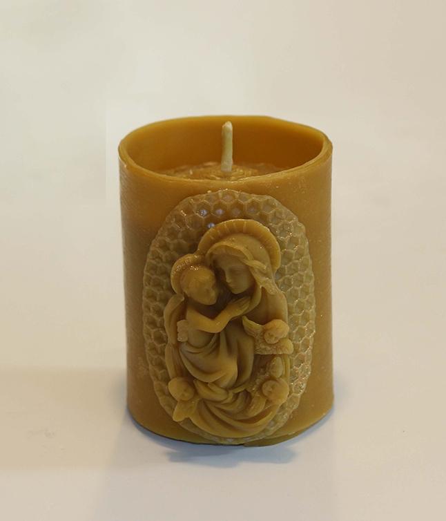 Viasztermékek és gyertyák - 132-1 (Máriával és kis Jézussal díszített tömbgyertya)