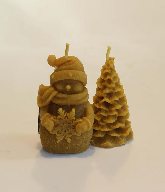 Viasztermékek és gyertyák - 513-2 (2 db-os karácsonyi dekor, hóember és fenyőfa)